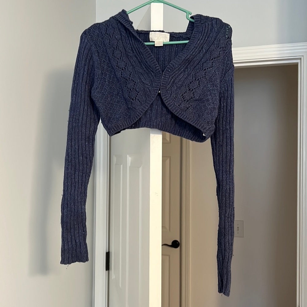 Crop top knit cardigan sweater